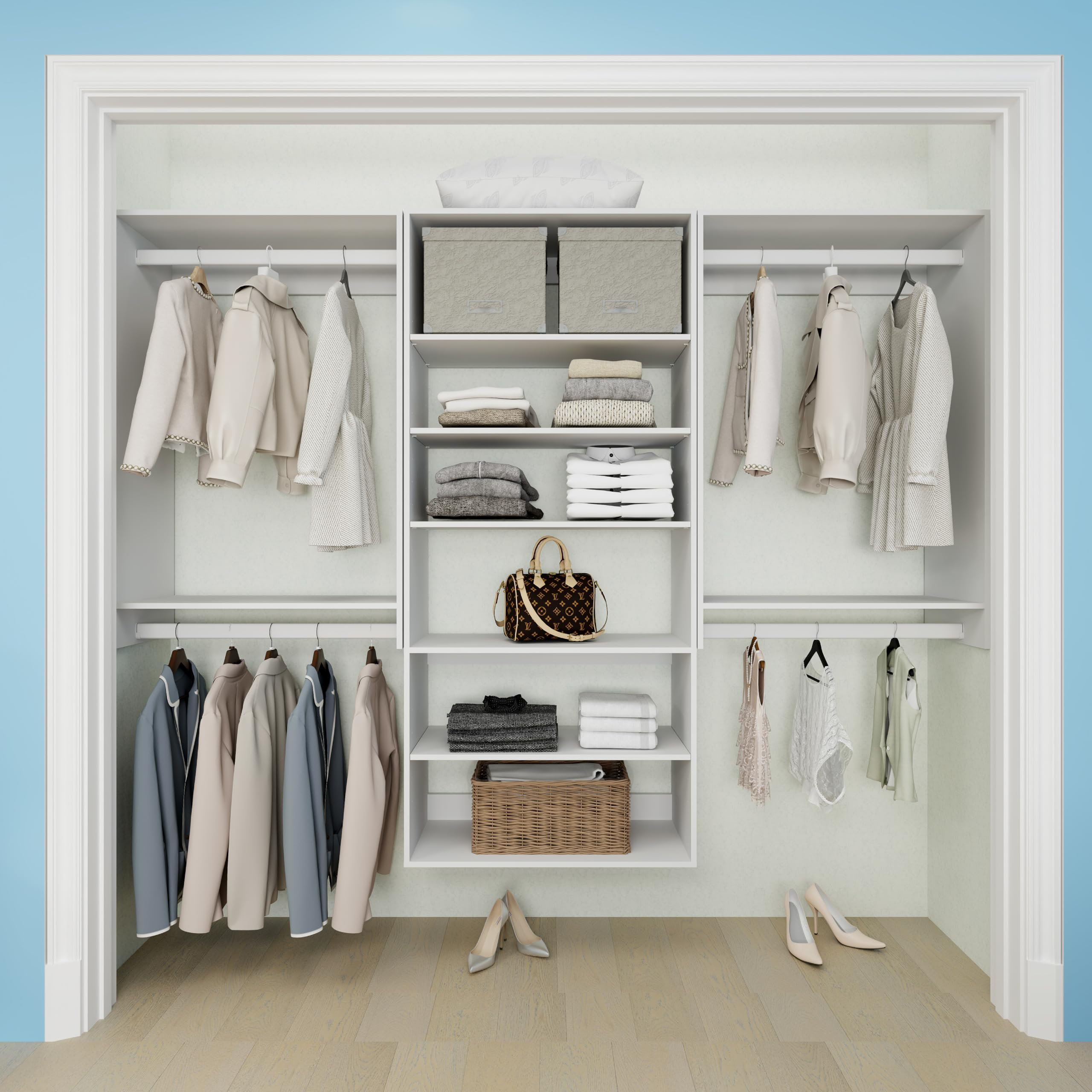 Latitude Run® Modular Wooden Closet Organizer System : Walk in Closet